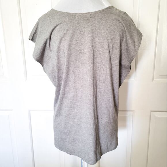 Banana Republic Factory Sleeveless Top Large Gray Embellished Boho Vneck - Picture 2 of 7